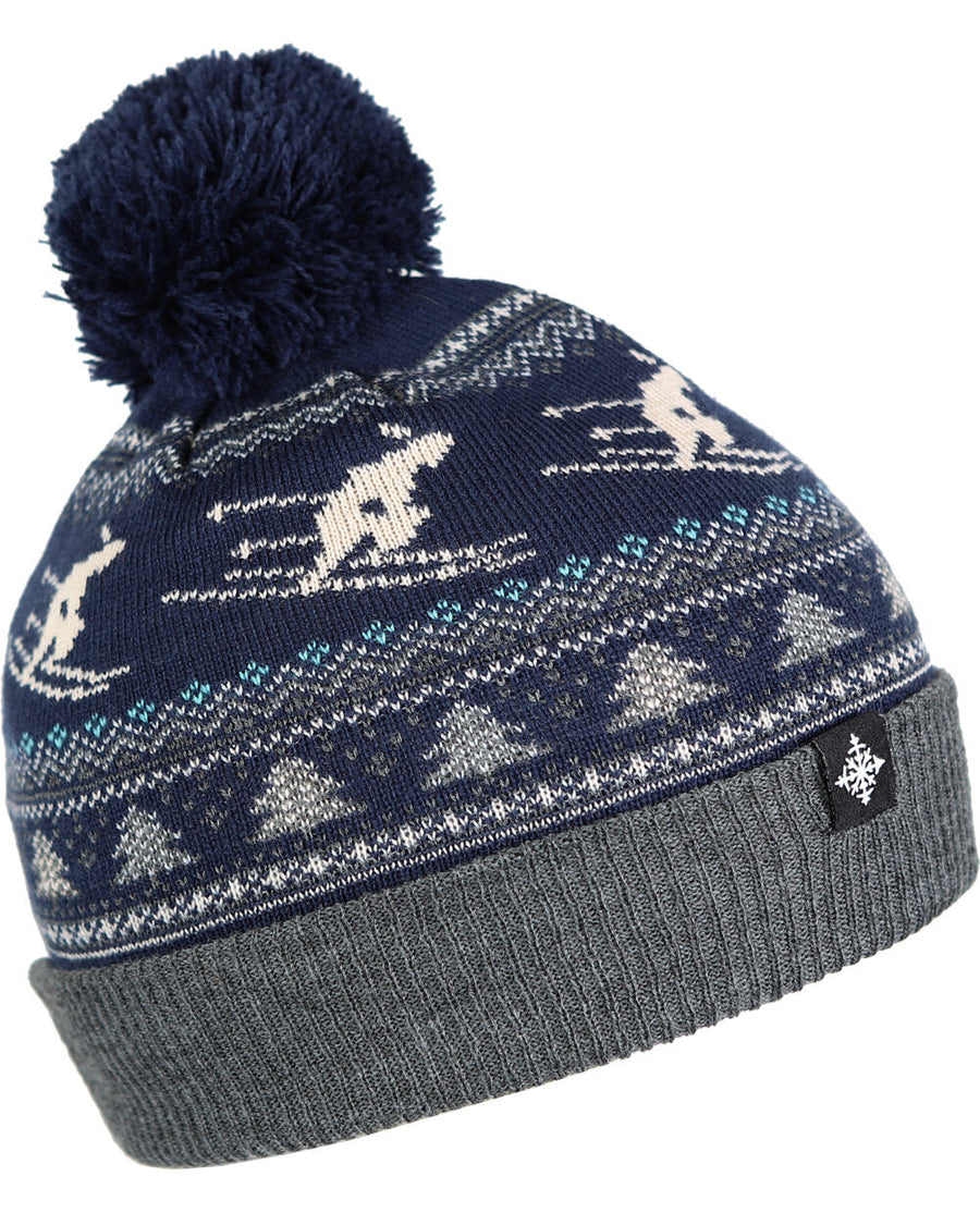 Ski The East Women's Trapper Pom Beanie - Storm