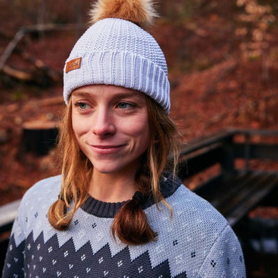 Women's Trapper Pom Beanie - Powder White