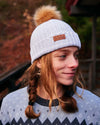 Women's Trapper Pom Beanie - Powder White